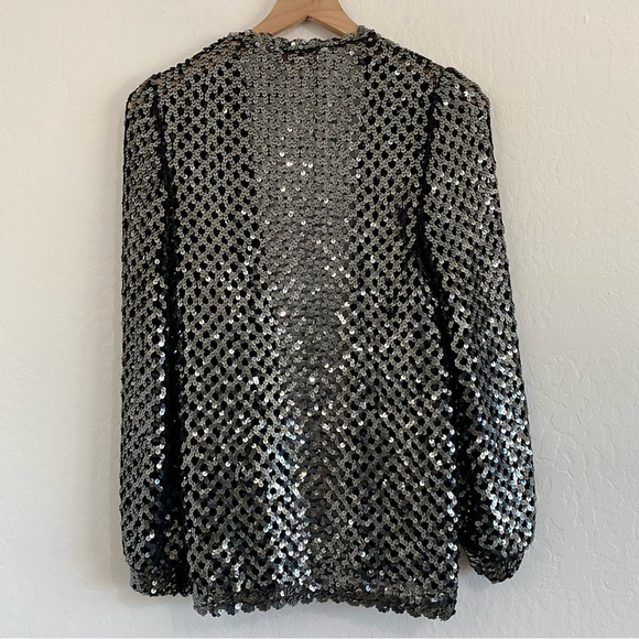 Three Flaggs Women’s M Vintage Fully Sequined Open Front Cardigan Sheer - Picture 6 of 6